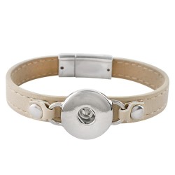 Monarch Bijoux - Cream Leather Bracelet  (Snap Line)