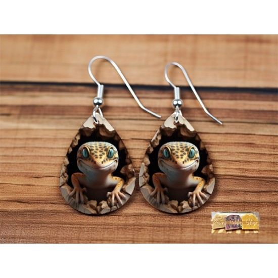 Earring - 3D Leopard Gecko Earring - 3D Leopard Gecko