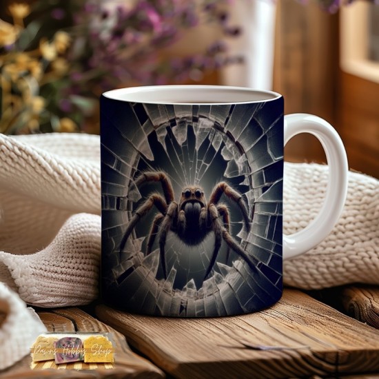 Coffee Mug -11oz - Spider Hole in a Broken Glass Coffee Mug -11oz - Spider Hole in a Broken Glass
