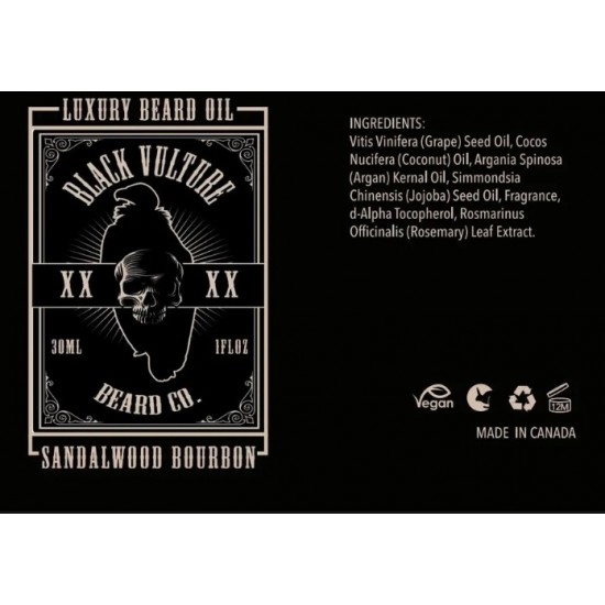 Black Vulture Beard Co. - Sandalwood Bourbon Luxury Beard Oil