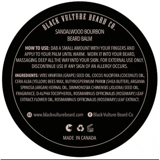 Black Vulture Beard Co. - Premium Sandalwood Bourbon Beard Balm