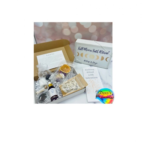 Ritual Bath Kit -Full Moon  - Release and Let Go Crystal Bath Gift Box