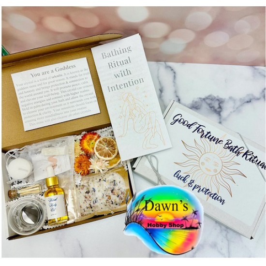 Ritual Bath Kit - Good Fortune  - Luck & Protection  Crystal Bath Gift Box