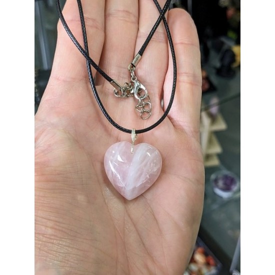 Necklace - Rose Quartz Heart on cord