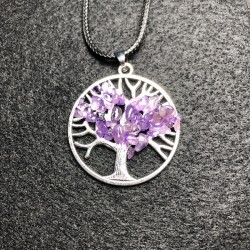 Tree of Life  Pendant Necklace - Amethyst