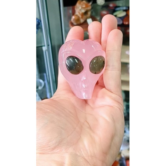 Alien Head - Rose Quartz Carving