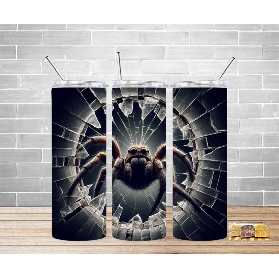 Tumbler - Spider Hole in a Broken Glass 3D 20oz Tumbler - Spider Hole in a Broken Glass 3D 20oz