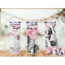 Tumbler Pink Skull and Spider - 20oz 