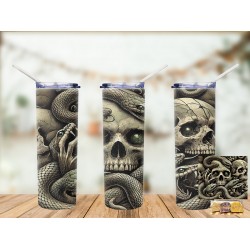 Tumbler -  Skull Scary Snake     20oz  
