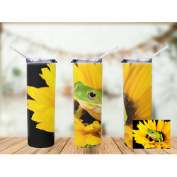 Tumbler  Whites Tree Frog with Sunflower - 20oz 